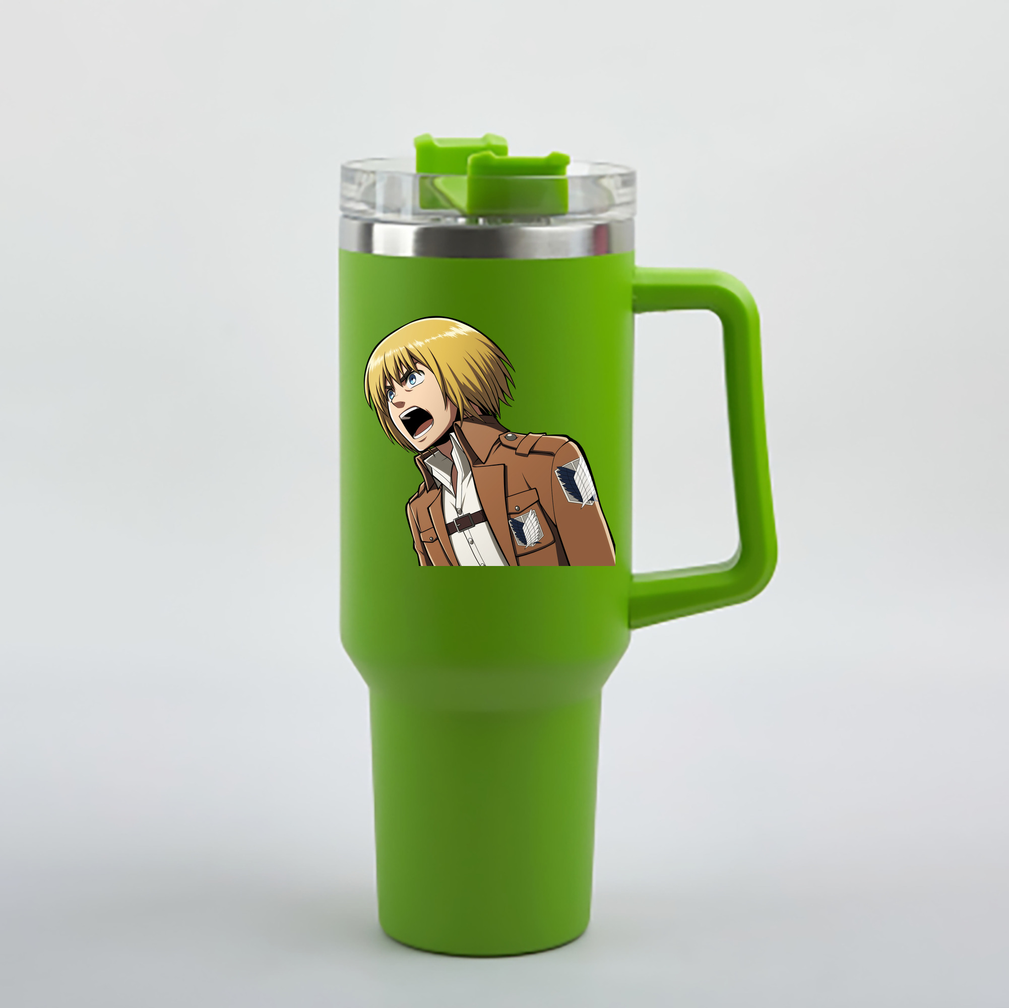（画像用） 進撃の巨人 アルミン·アルレルト Attack on Titan Armin Arlert 1200mL車用タンブラー - クリスタルステッカー（プラスチックストロー付き）